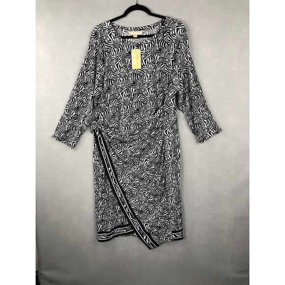 Michael Michael Kors Women's Size 2X Zebra Print Asymmetrical Wrap Dress NEW - Picture 1 of 10